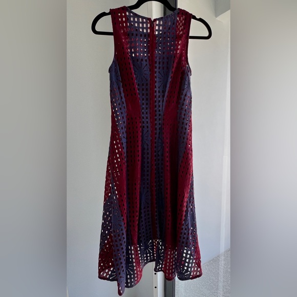 Eva Franco - Anthropologie - Navy and Burgundy Fit and Flare Samantha Dress - Picture 4 of 9